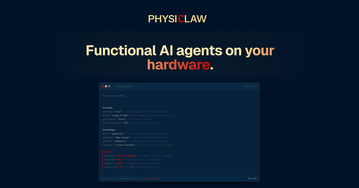 Physiclaw: functional AI agents on your hardware